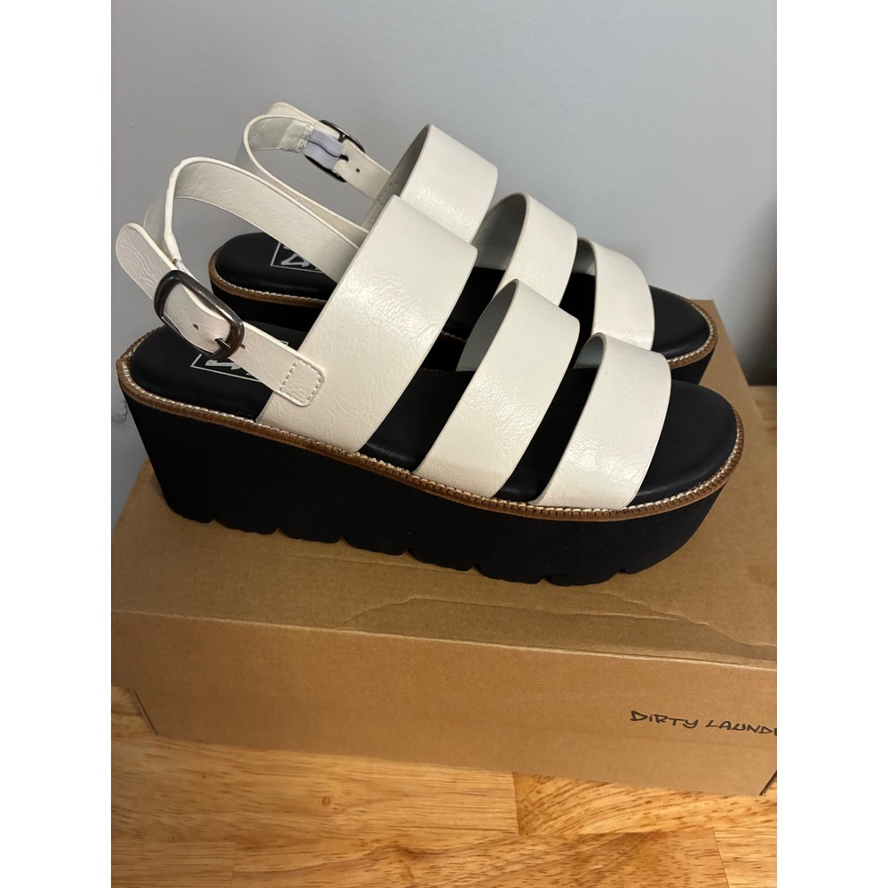 Dirty Laundry White Platform Sandals Triple Strap Slingback PDO-006 Womens 7.5